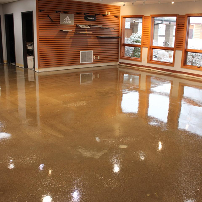 Commercial floor clear coated.