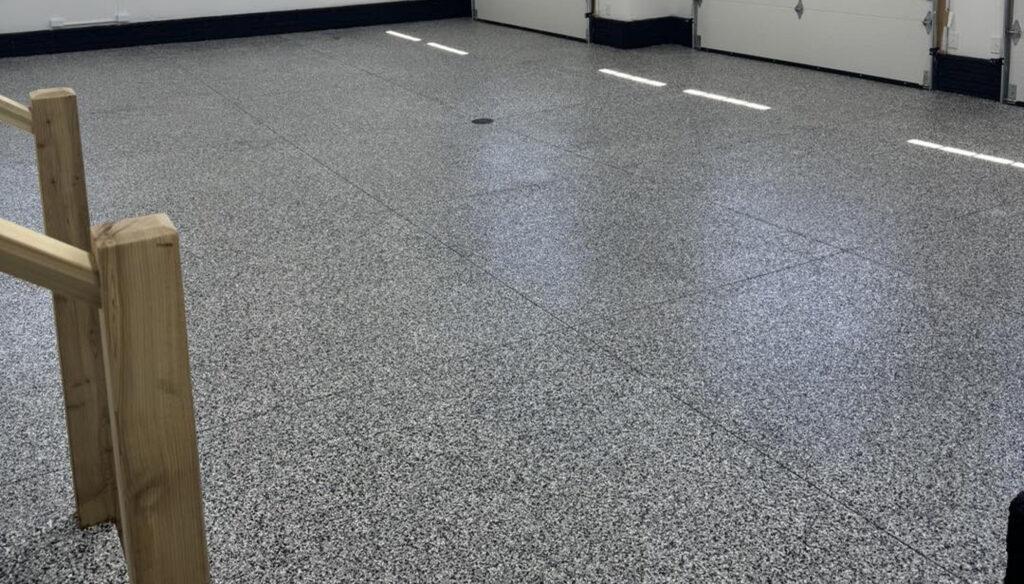 Residential floor with painted coating finish.