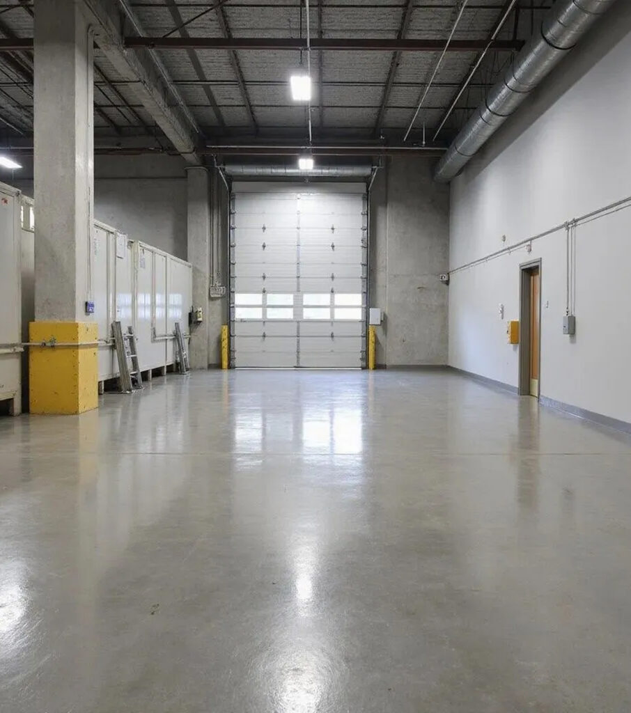 Commercial loading bay with freshly coated floor.